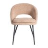 615397 Silla con reposabrazos diseño moderno tapizado rosa y patas hierro negro