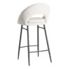 615398 Taburete alto diseño moderno tapizado crema y patas hierro negro