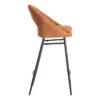615399 Taburete alto diseño moderno tapizado calabaza y patas hierro negro