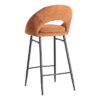 615399 Taburete alto diseño moderno tapizado calabaza y patas hierro negro
