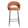 615399 Taburete alto diseño moderno tapizado calabaza y patas hierro negro