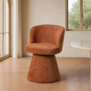 615402 Silla de diseño moderno tapizado total color calabaza con gran pata central