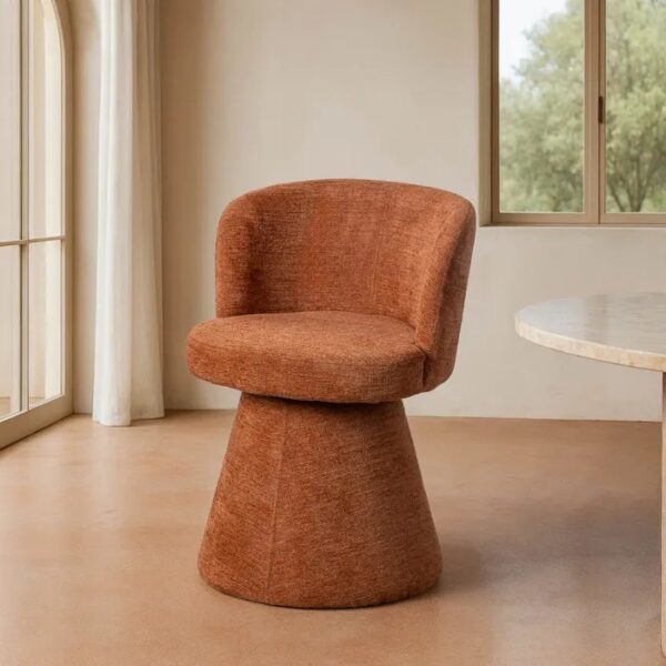 615402 Silla de diseño moderno tapizado total color calabaza con gran pata central