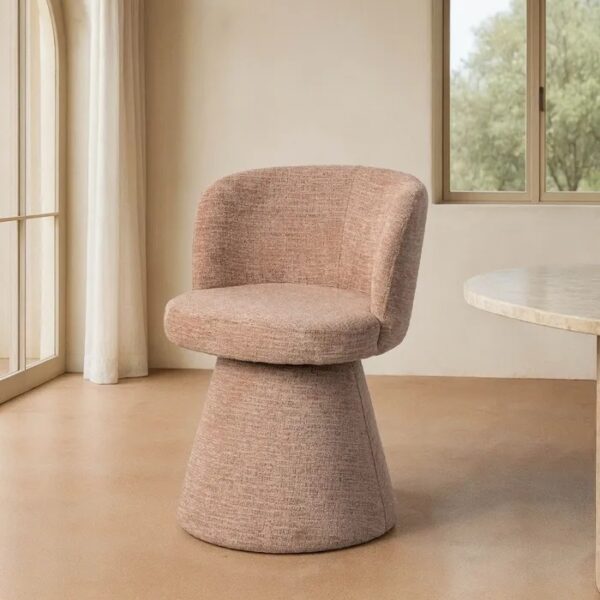 615403 Silla de diseño moderno tapizado total color rosa con gran pata central