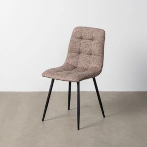 615404 Silla de diseño moderno metal negro y tapizado jaspeado taupe