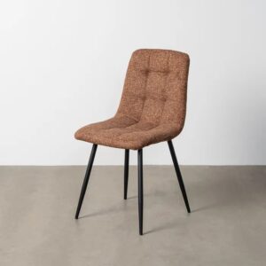 615405 Silla de diseño moderno metal negro y tapizado jaspeado ocre