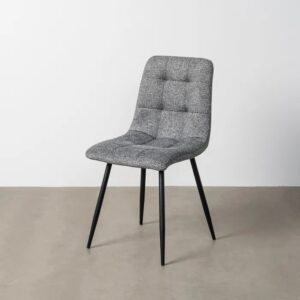 615406 Silla de diseño moderno metal negro y tapizado jaspeado verde