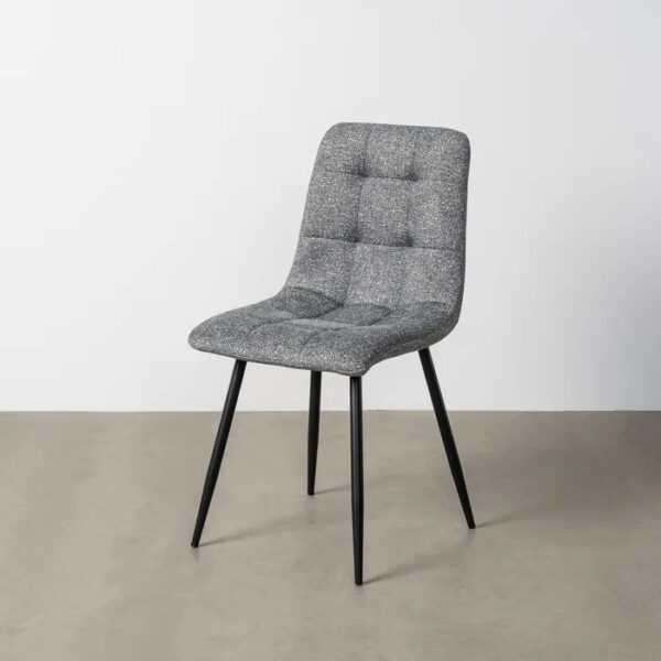 615406 Silla de diseño moderno metal negro y tapizado jaspeado verde
