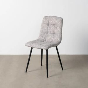 615407 Silla de diseño moderno metal negro y tapizado jaspeado gris