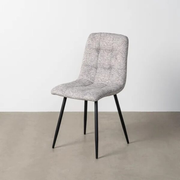 615407 Silla de diseño moderno metal negro y tapizado jaspeado gris