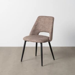 615408 Silla de diseño moderno metal negro y tapizado jaspeado taupe