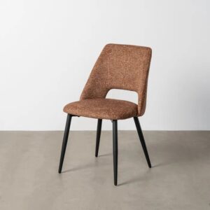 615409 Silla de diseño moderno metal negro y tapizado jaspeado ocre
