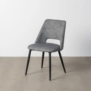 615409 Silla de diseño moderno metal negro y tapizado jaspeado verde