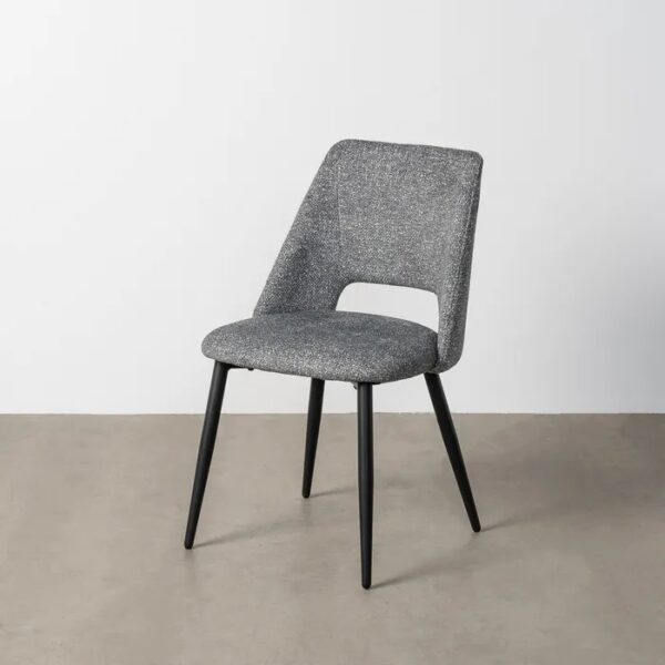 615409 Silla de diseño moderno metal negro y tapizado jaspeado verde
