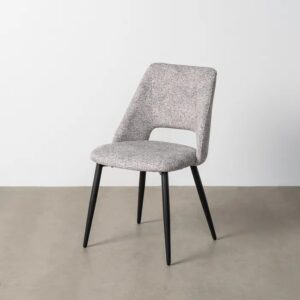 615411 Silla de diseño moderno metal negro y tapizado jaspeado gris