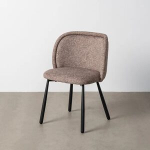 615412 Silla de diseño moderno tapizado jaspeado taupe y patas de hierro