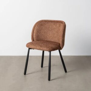 615413 Silla de diseño moderno tapizado jaspeado ocre y patas de hierro
