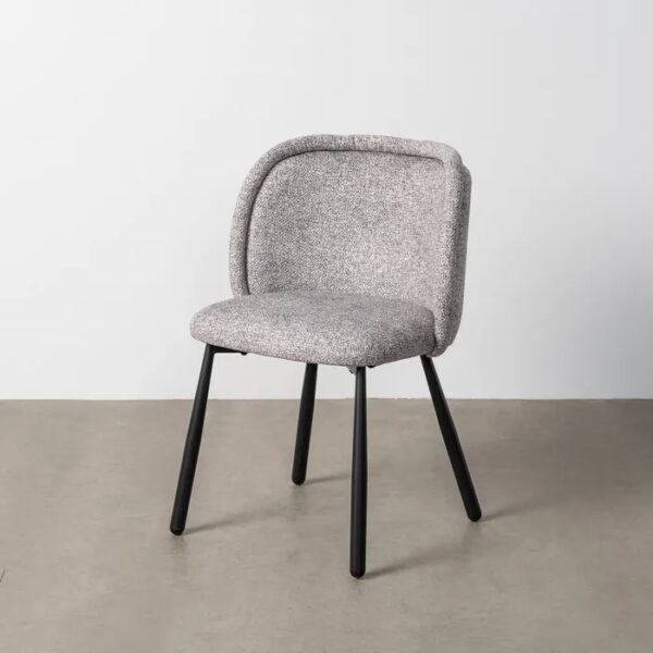 615415 Silla de diseño moderno tapizado jaspeado gris y patas de hierro