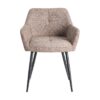 615416 Silla con reposabrazos diseño moderno tapizado jaspeado taupe y patas de hierro