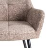 615416 Silla con reposabrazos diseño moderno tapizado jaspeado taupe y patas de hierro