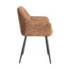615417 Silla con reposabrazos diseño moderno tapizado jaspeado ocre y patas de hierro