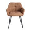 615417 Silla con reposabrazos diseño moderno tapizado jaspeado ocre y patas de hierro