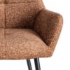 615417 Silla con reposabrazos diseño moderno tapizado jaspeado ocre y patas de hierro