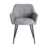 615418 Silla con reposabrazos diseño moderno tapizado jaspeado verde y patas de hierro