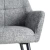 615418 Silla con reposabrazos diseño moderno tapizado jaspeado verde y patas de hierro