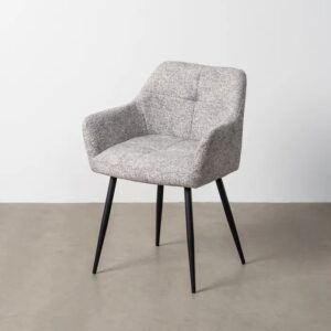 615419 Silla con reposabrazos diseño moderno tapizado jaspeado gris y patas de hierro