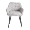 615419 Silla con reposabrazos diseño moderno tapizado jaspeado gris y patas de hierro