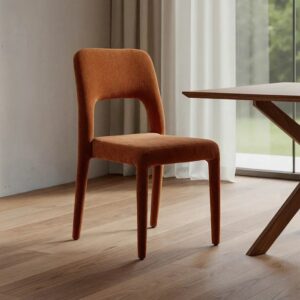 615454 Silla de diseño moderno tapizado total tela marrón