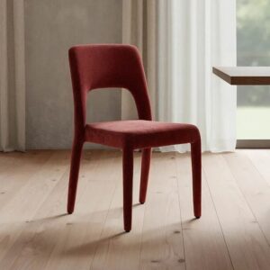 615455 Silla de diseño moderno tapizado total tela burdeos