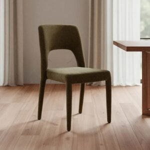 615456 Silla de diseño moderno tapizado total tela verde