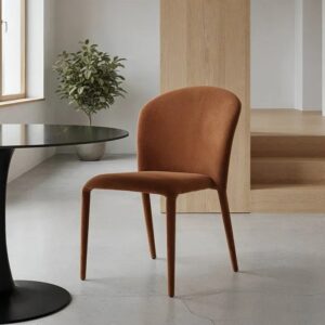 615458 Silla de diseño moderno tapizado total tela marrón