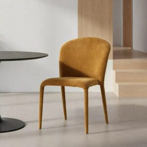 615458 Silla de diseño moderno tapizado total tela mostaza