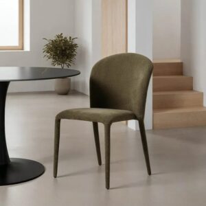 615461 Silla de diseño moderno tapizado total tela verde