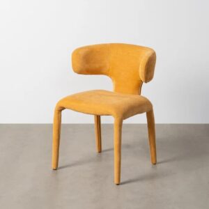 615469 Silla de diseño moderno con tapizado total en tela color mostaza