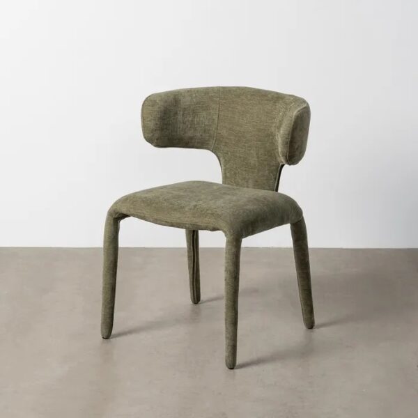615471 Silla de diseño moderno con tapizado total en tela color verde