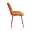 615472 Silla de diseño moderno tapizado teja con costuras y patas de metal en el mismo tono