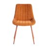 615472 Silla de diseño moderno tapizado teja con costuras y patas de metal en el mismo tono