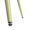 615473 Silla de diseño moderno tapizado verde con costuras y patas de metal en el mismo tono
