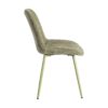 615473 Silla de diseño moderno tapizado verde con costuras y patas de metal en el mismo tono