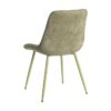 615473 Silla de diseño moderno tapizado verde con costuras y patas de metal en el mismo tono