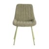 615473 Silla de diseño moderno tapizado verde con costuras y patas de metal en el mismo tono