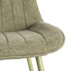 615473 Silla de diseño moderno tapizado verde con costuras y patas de metal en el mismo tono
