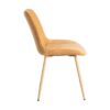 615474 Silla de diseño moderno tapizado camel con costuras y patas de metal en el mismo tono