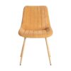 615474 Silla de diseño moderno tapizado camel con costuras y patas de metal en el mismo tono