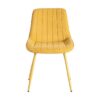 615475 Silla de diseño moderno tapizado amarillo con costuras y patas de metal en el mismo tono