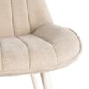 615476 Silla de diseño moderno tapizado beige con costuras y patas de metal en el mismo tono